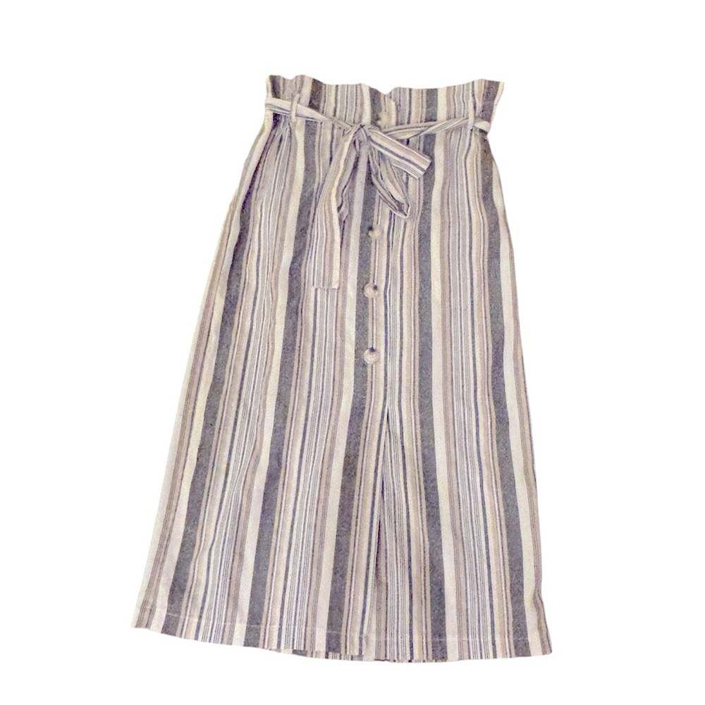 Arianna by Howard’s Women’s Skirt Linen & Cotton Striped Button Accents